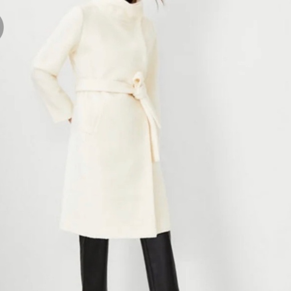 Ann Taylor Belted Funnel Neck Coat L - Picture 3 of 14